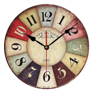 Horloge murale en bois MDF vintage