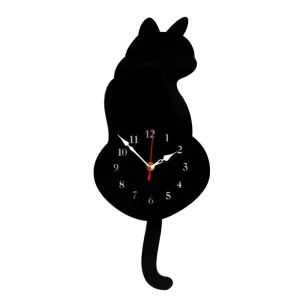 Horloge murale chat en acrylique 42x18 cm