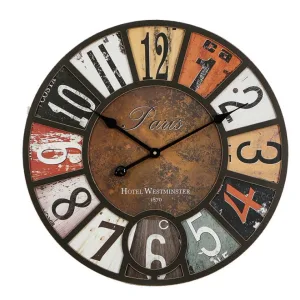 Horloge murale vintage industrielle en bois 40 cm