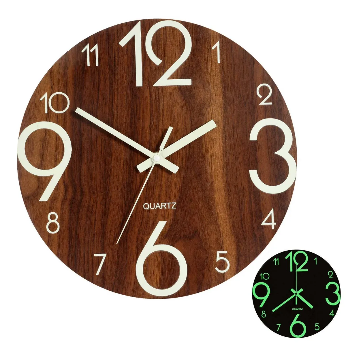 Horloge murale classique et lumineuse 30,5cm