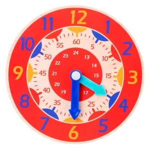 Horloge Montessori en bois coloré pour enfants 14cm