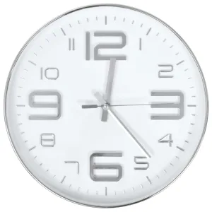 Horloge murale classique chiffres argentés 30cm