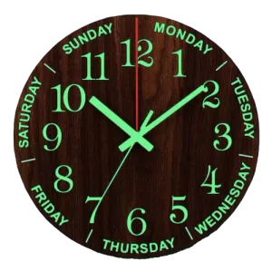 Horloge murale lumineuse avec jours de la semaine 30 cm