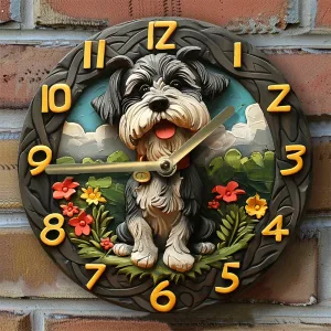 Horloge murale chien "Schnauzer" silencieuse - 20/30 cm
