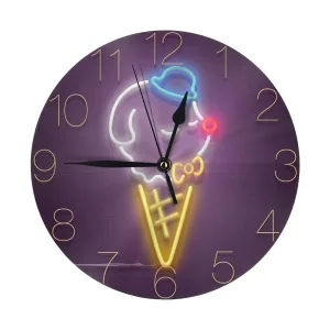 Horloge murale crème glacée au néon - 25 cm
