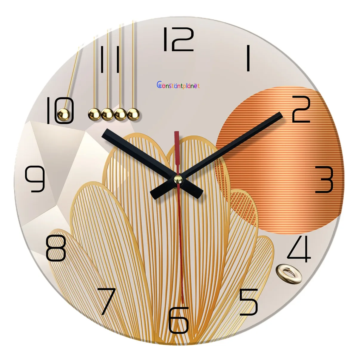 Horloge murale abstraite orange - 30 à 40 cm