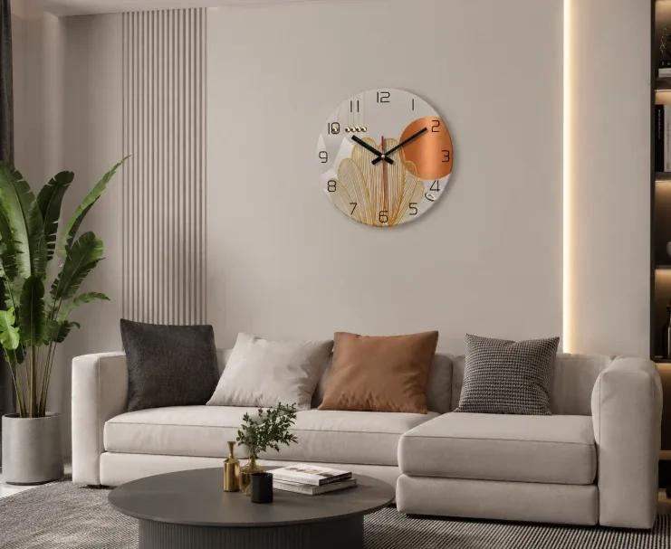 Horloge murale abstraite orange - 30 à 40 cm