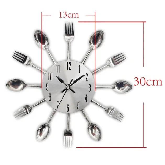 Horloge pour cuisine avec fourchettes et cuillères 30cm