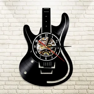 Horloge murale thème guitare avec LED 30 cm