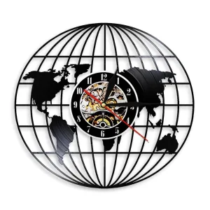 Horloge Vinyle Carte du Monde