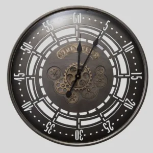 Horloge Murale Industrielle avec Engrenage qui Tourne