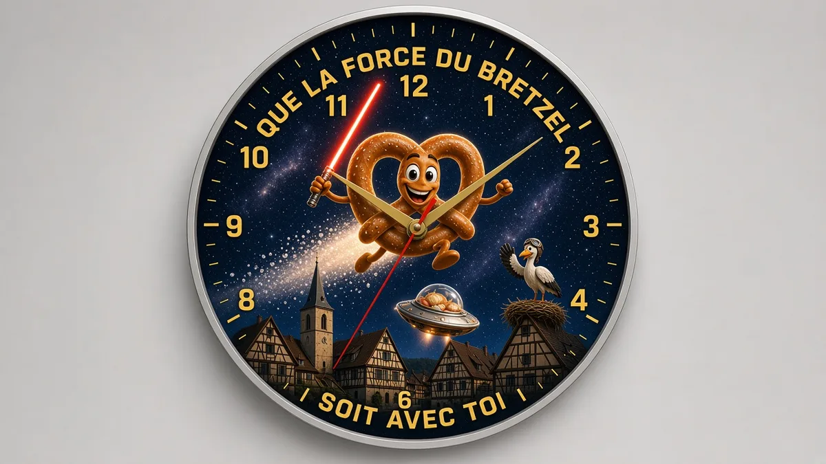 Horloge Alsace – Que la force du bretzel soit avec toi