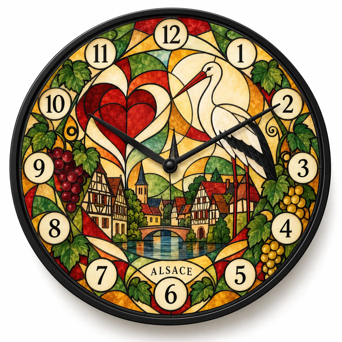 Horloge Alsace – Cœur en vitrail