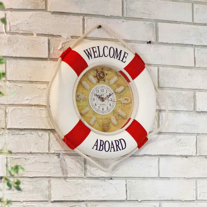 Bienvenue-Bord-Bou-e-de-Sauvetage-Horloge-Murale-M-diterran-e-Bois-Tissu-Salon-Horloges-Boutique-1.jpg