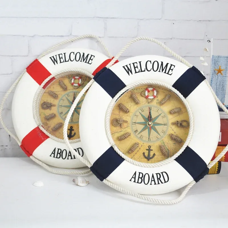 Bienvenue-Bord-Bou-e-de-Sauvetage-Horloge-Murale-M-diterran-e-Bois-Tissu-Salon-Horloges-Boutique-3.jpg