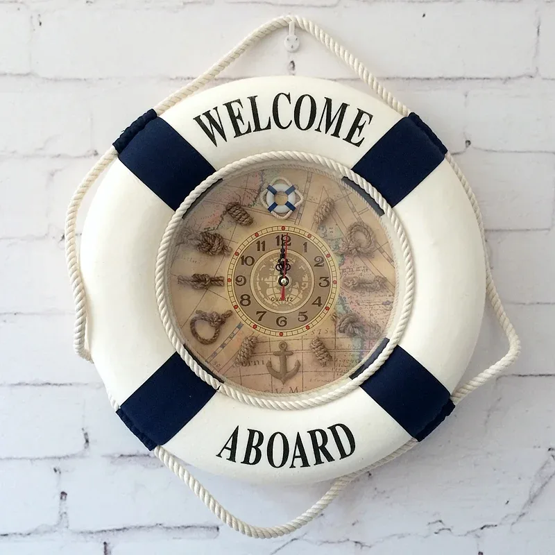 Bienvenue-Bord-Bou-e-de-Sauvetage-Horloge-Murale-M-diterran-e-Bois-Tissu-Salon-Horloges-Boutique-2.jpg