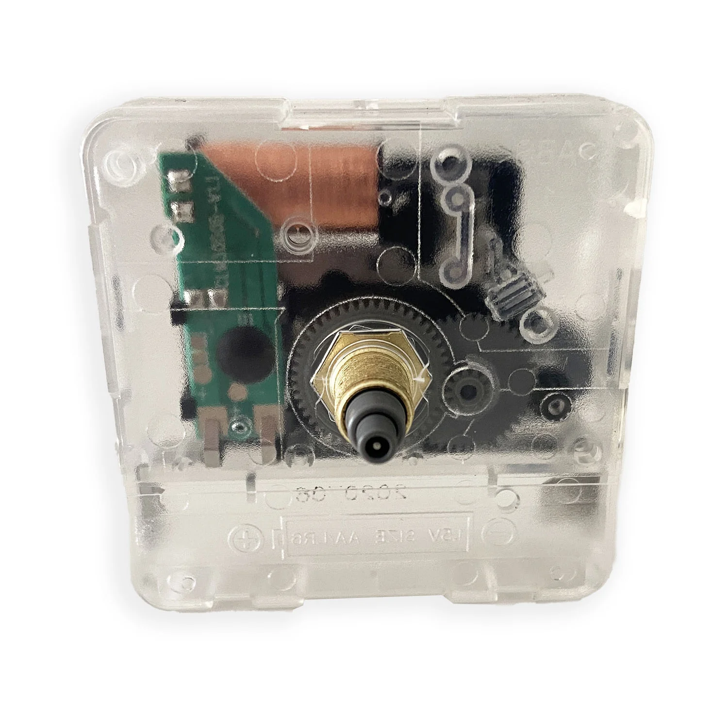 Alternative view of mecanisme d'horloge silencieux quartz standard transparent