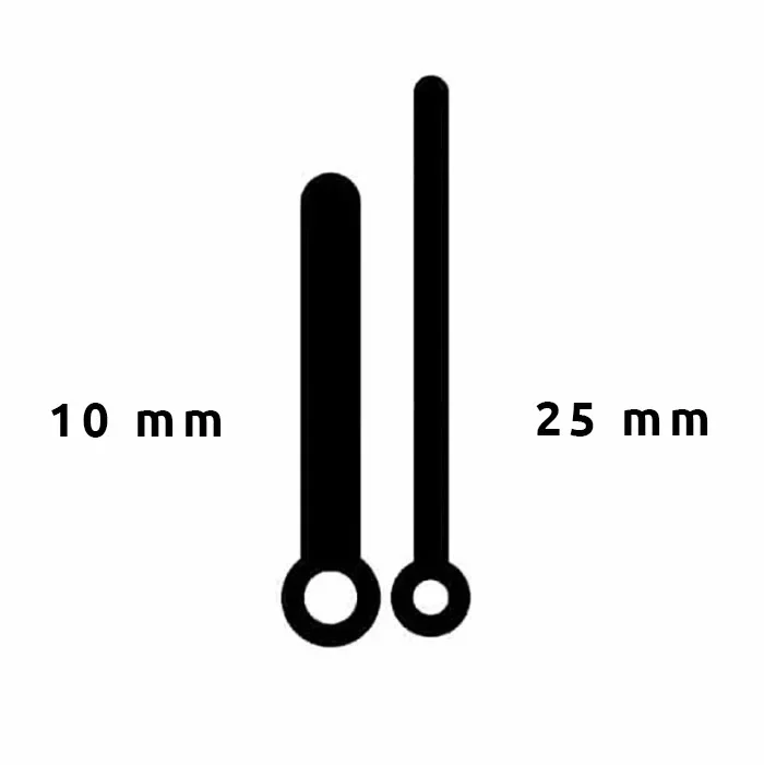 Aiguilles petite horloge 10 - 25 mm droites  PLA
