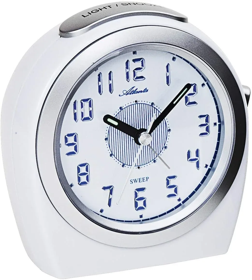 R&eacute;veil silencieux &agrave; quartz blanc sonnerie sur cloche