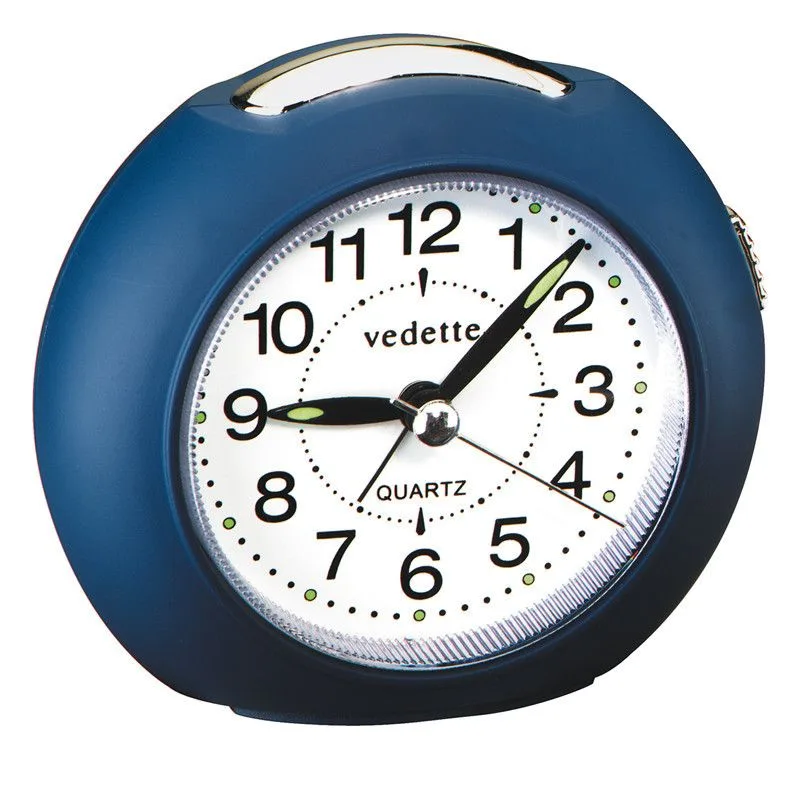 Réveil rond silencieux couleur bleue, blanche ou noire