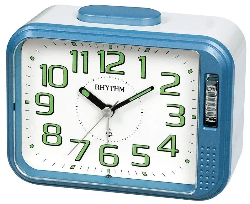 R&eacute;veil ultra silencieux rectangulaire bleu style retro