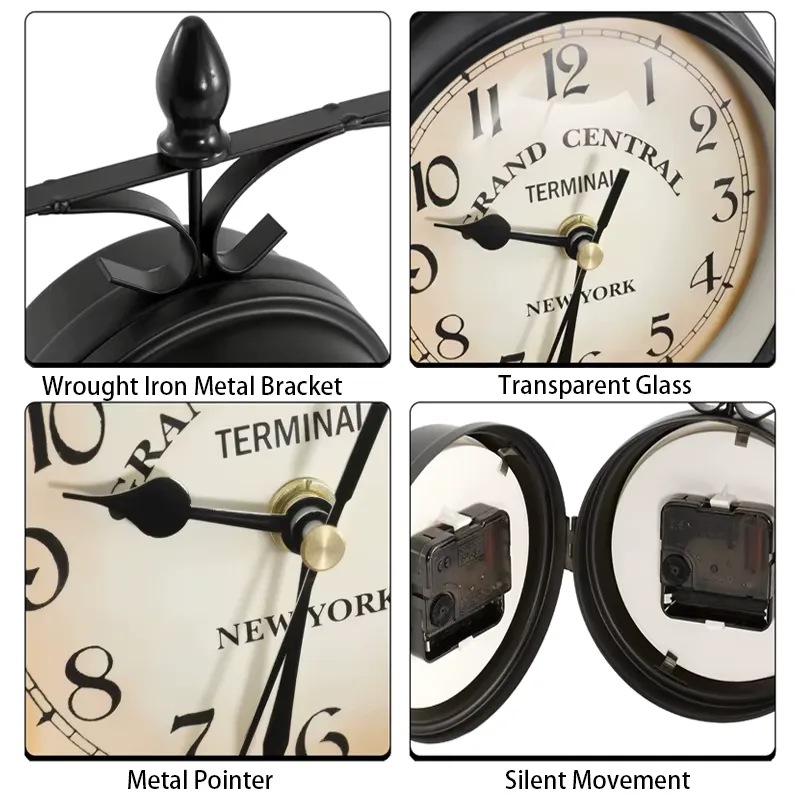 Nouvelle horloge murale vintage européenne innovante et tendance, double face, pour salon, chambre et bureau, décoration murale intérieure — image 3