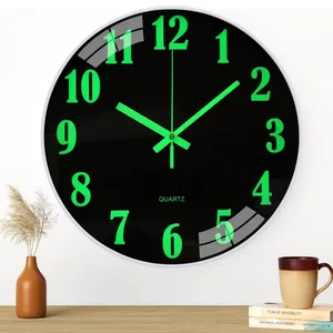 Horloge murale moderne, horloge murale silencieuse à quartz de 12 pouces, chiffres et aiguilles de grande taille, horloge murale décorative pour bureau, cuisine, salon — image 1