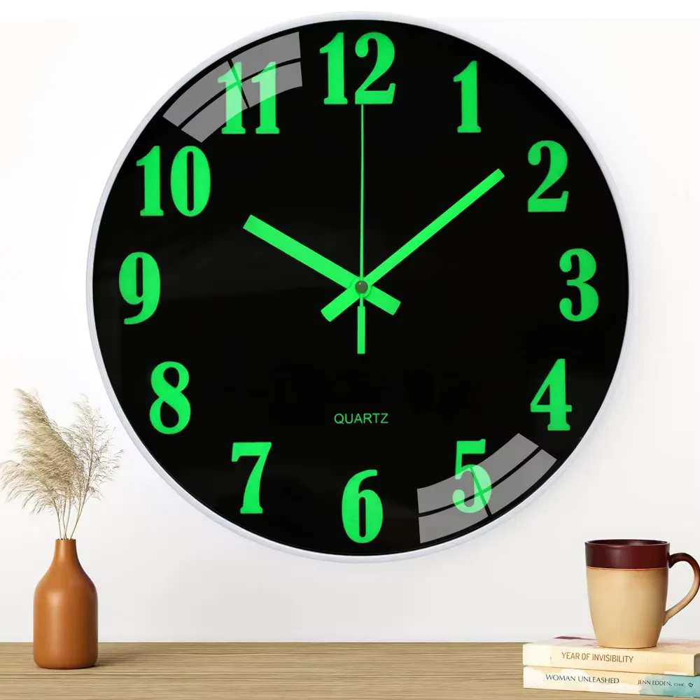 Horloge murale moderne, horloge murale silencieuse à quartz de 12 pouces, chiffres et aiguilles de grande taille, horloge murale décorative pour bureau, cuisine, salon — image 1