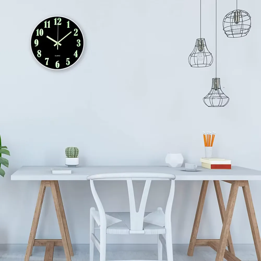 Horloge murale moderne, horloge murale silencieuse à quartz de 12 pouces, chiffres et aiguilles de grande taille, horloge murale décorative pour bureau, cuisine, salon — image 3