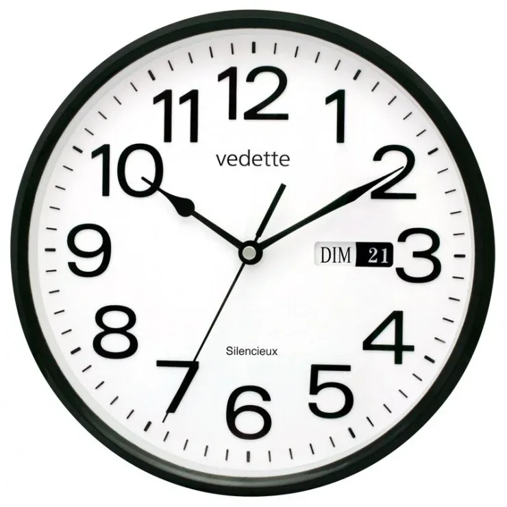 PENDULE MURALE QUARTZ MODERNE SILENCIEUSE AVEC DATE - 05 — image 1