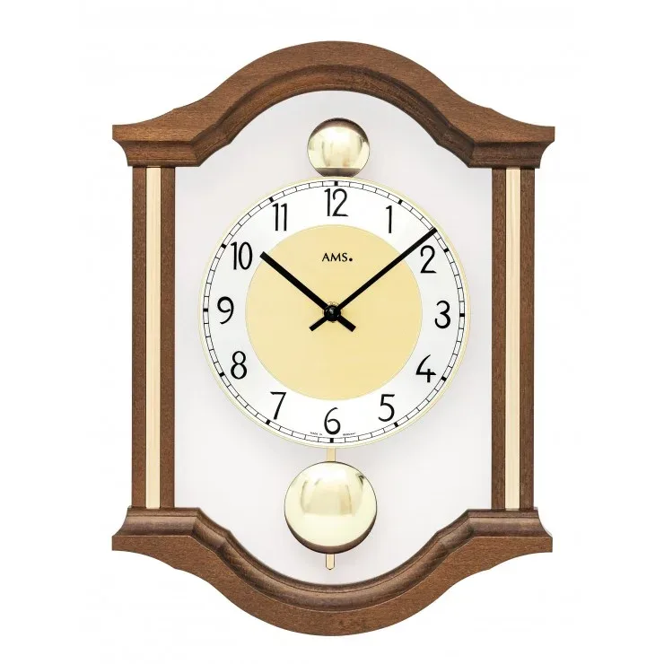 PENDULE QUARTZ DOUBLE BALANCIER EN BOIS - 7447/1 — image 1