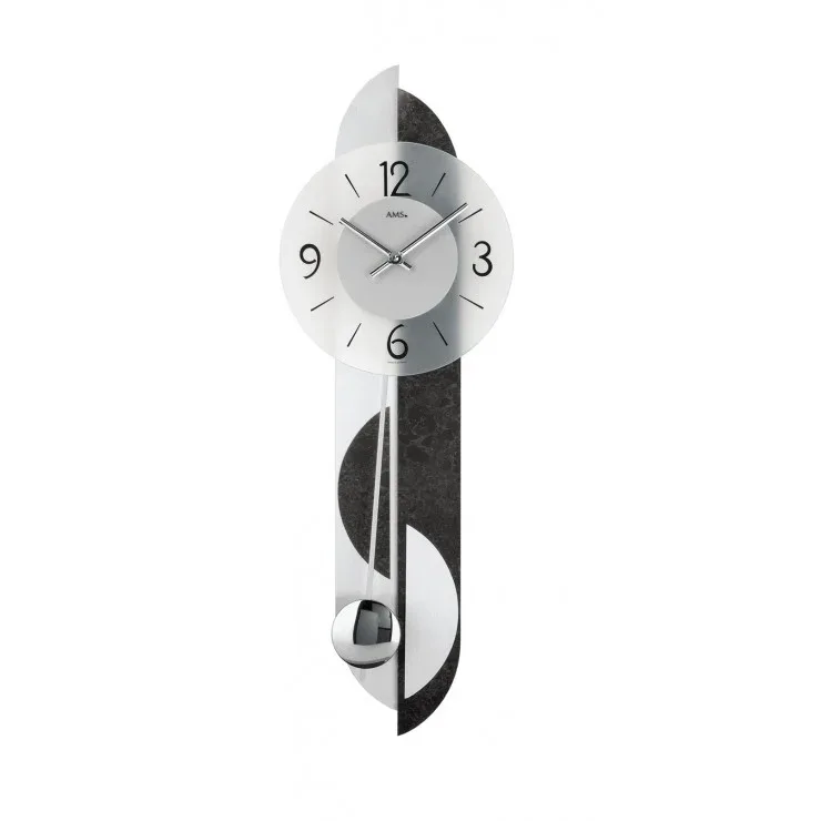 HORLOGE DESIGN ARDOISE ET ALUMINIUM A BALANCIER AMS- 7299 — image 1