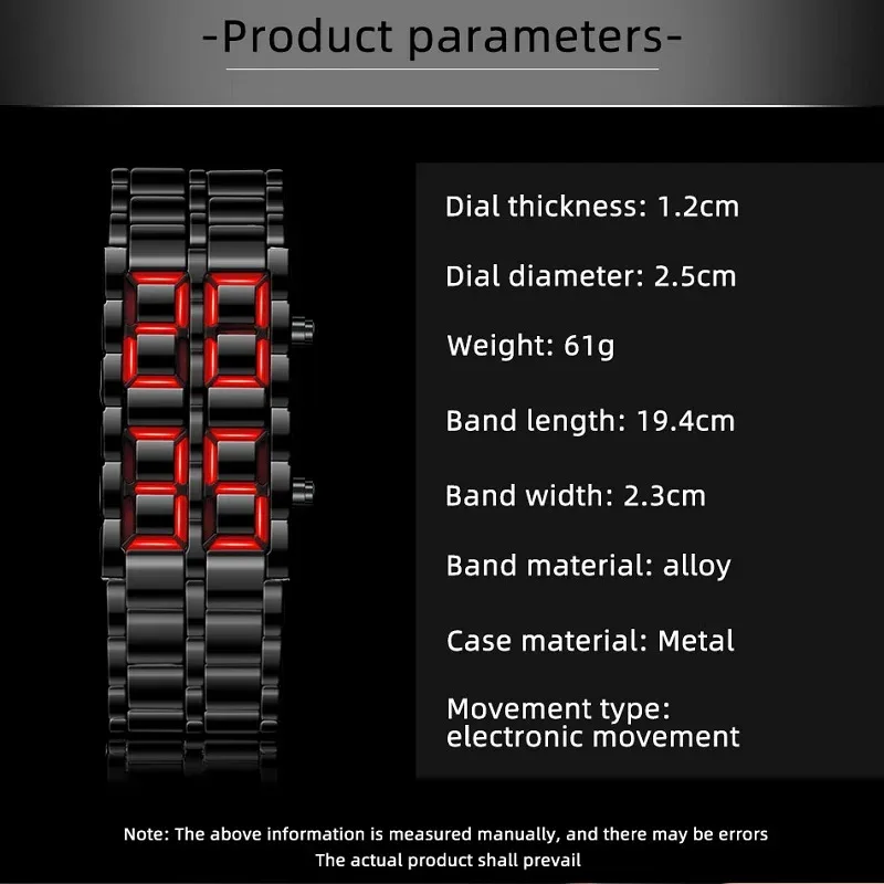 Montre Numérique Métal LED et Alarme — image 2