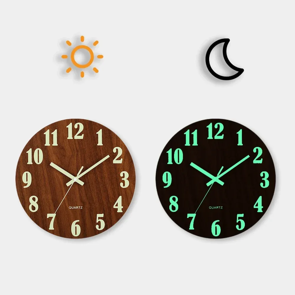 Horloge Murale en Bois avec Veilleuse — image 1
