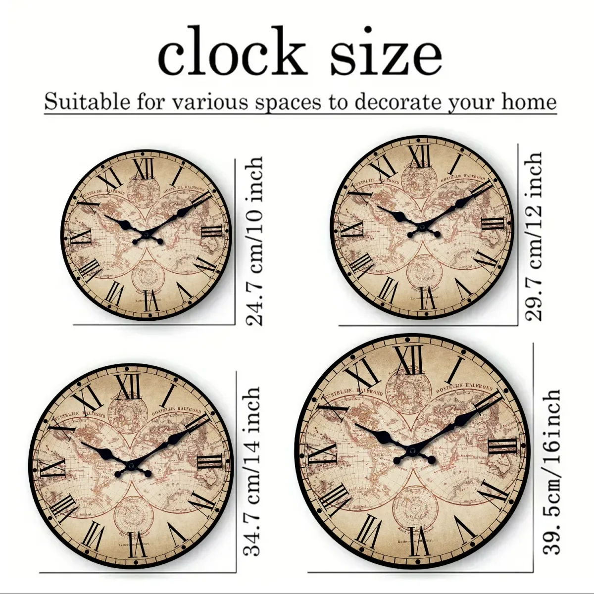 Horloge murale en bois motif boussole — image 3