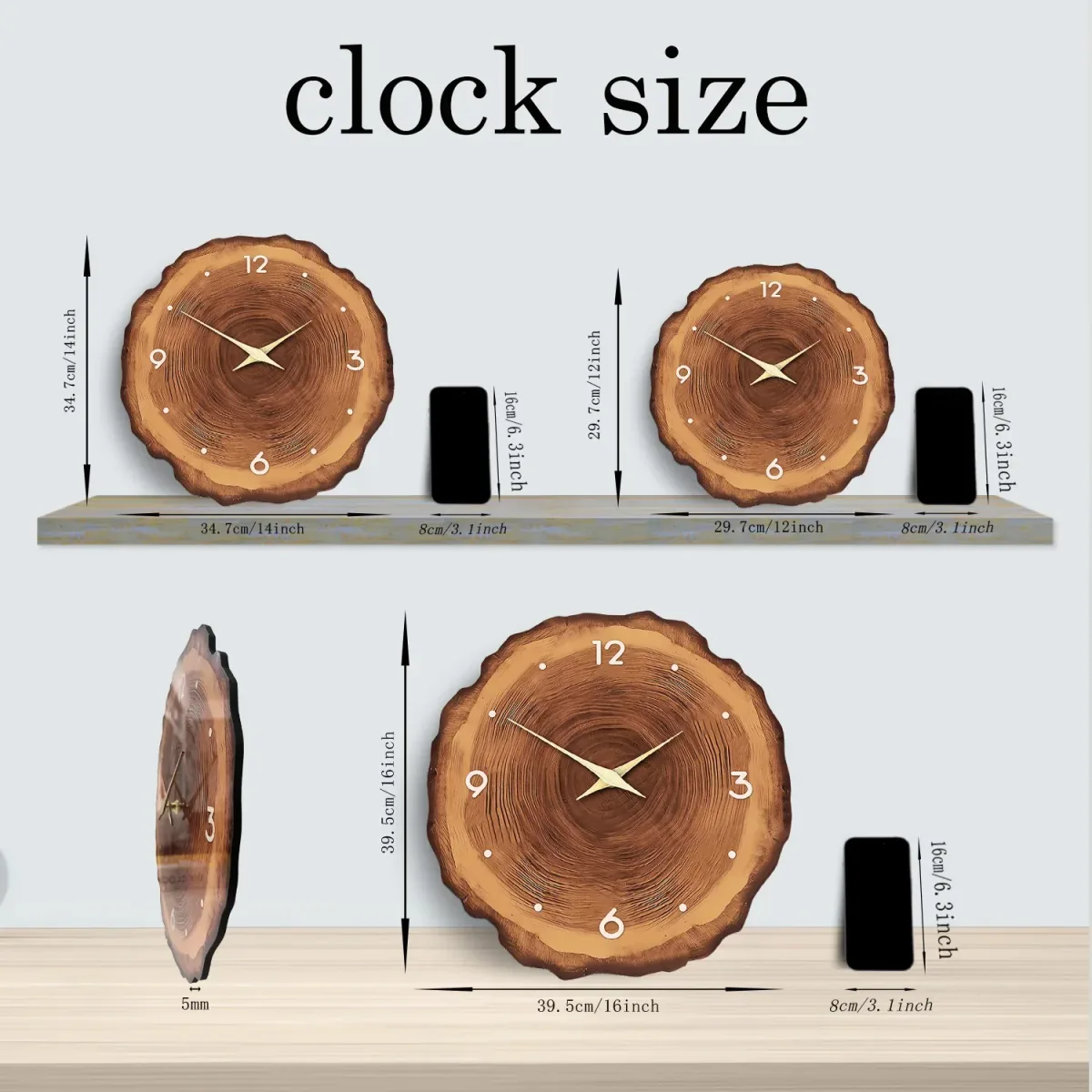 Horloge Murale en Bois Naturel — image 3
