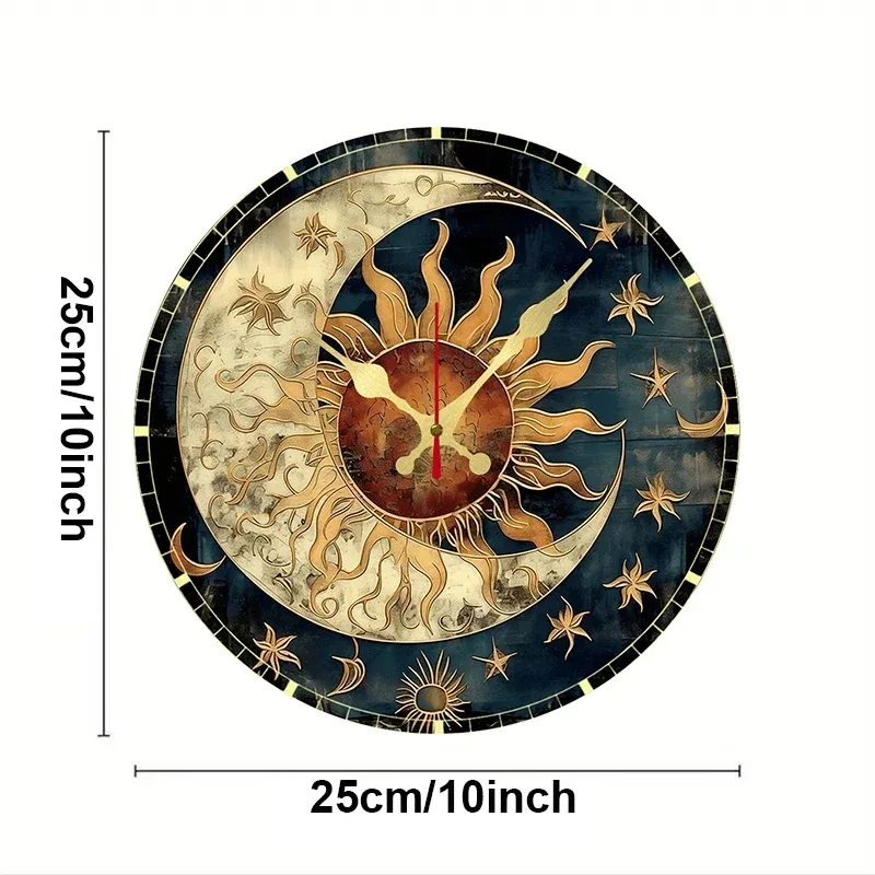 Horloge murale en bois soleil et lune — image 2