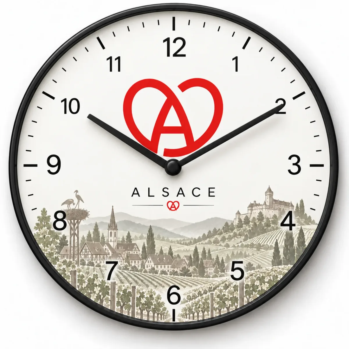 Horloge Alsace – Vignobles et château avec logo