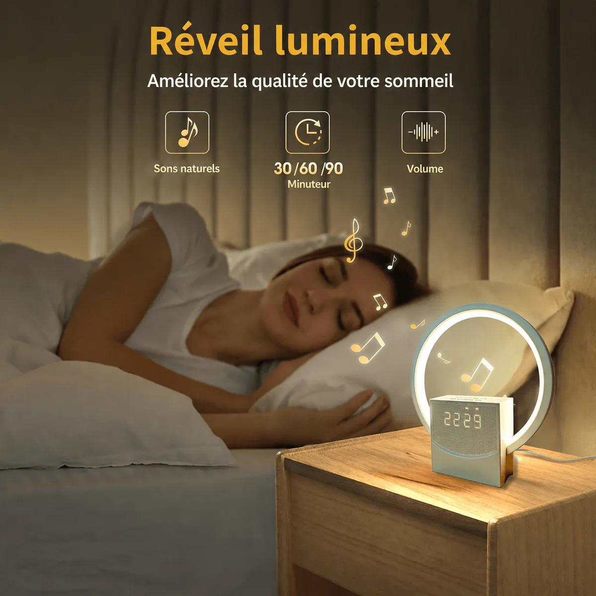 Réveil simulateur aube bluetooth