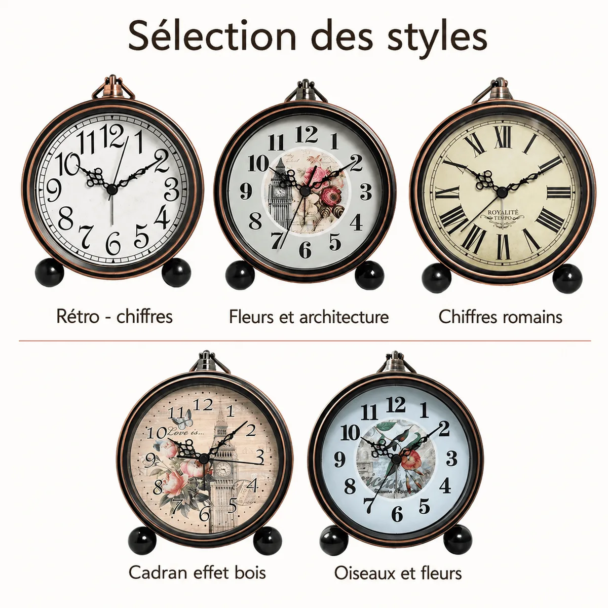 Réveil vintage en métal