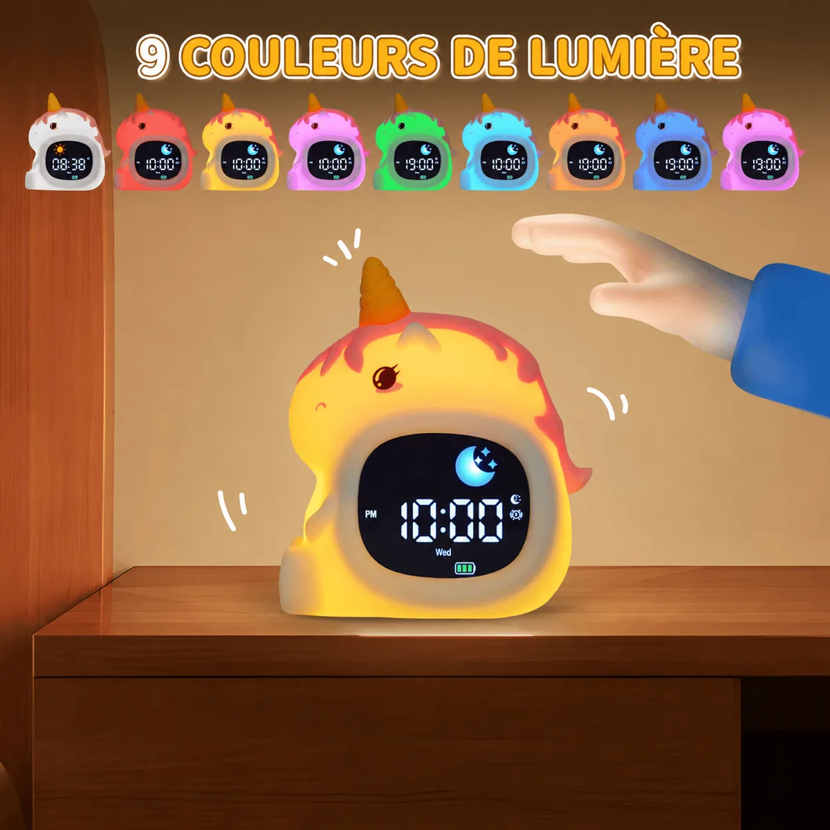 Réveil licorne veilleuse LED