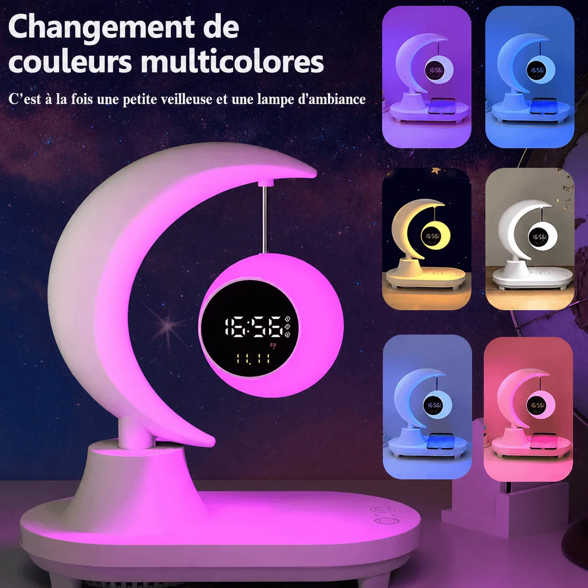 Réveil lampe chargeur induction