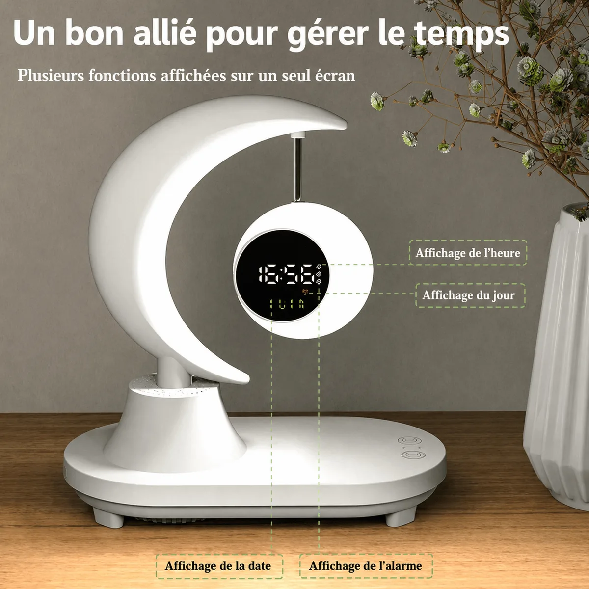 Réveil lampe chargeur induction