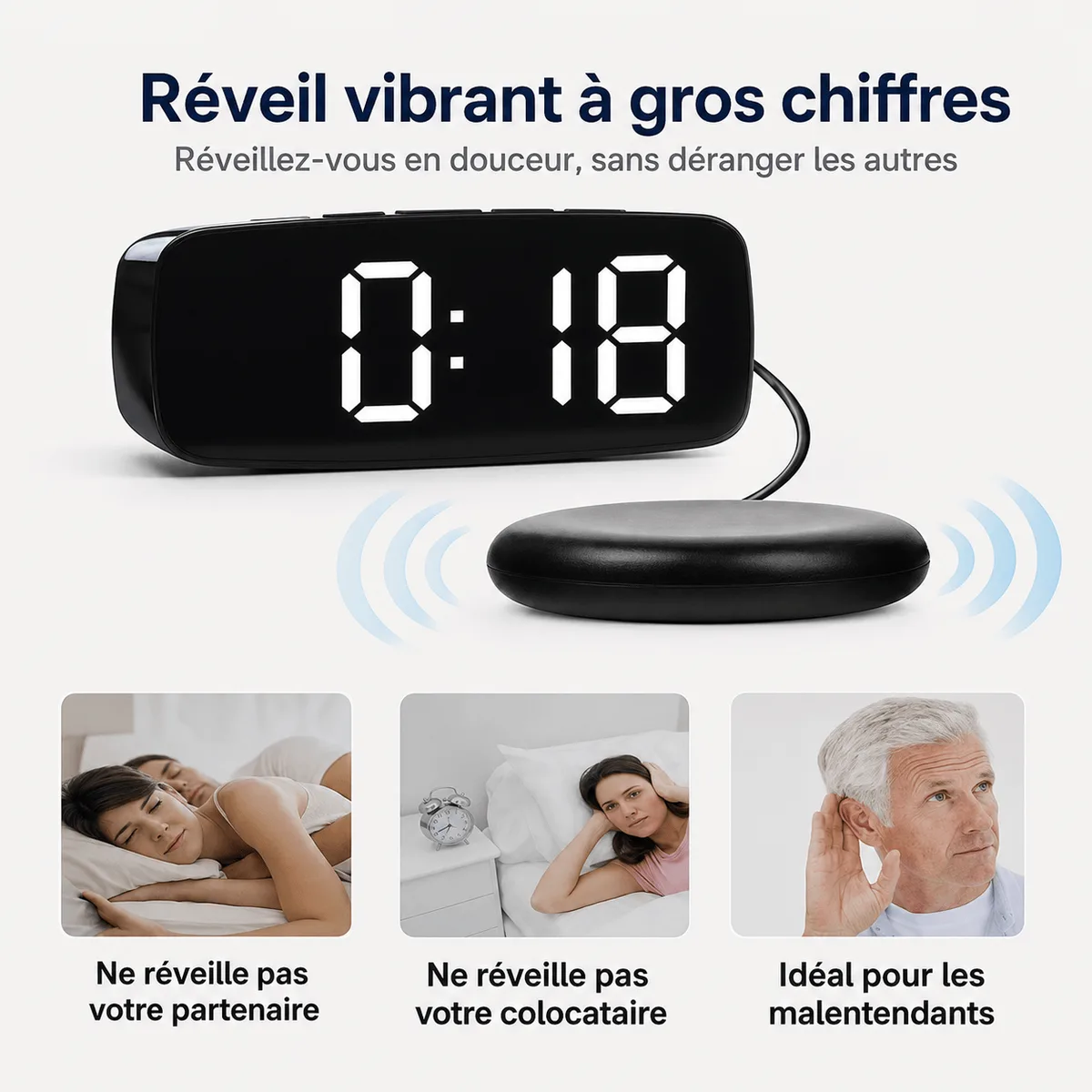 Réveil digital pour sourd