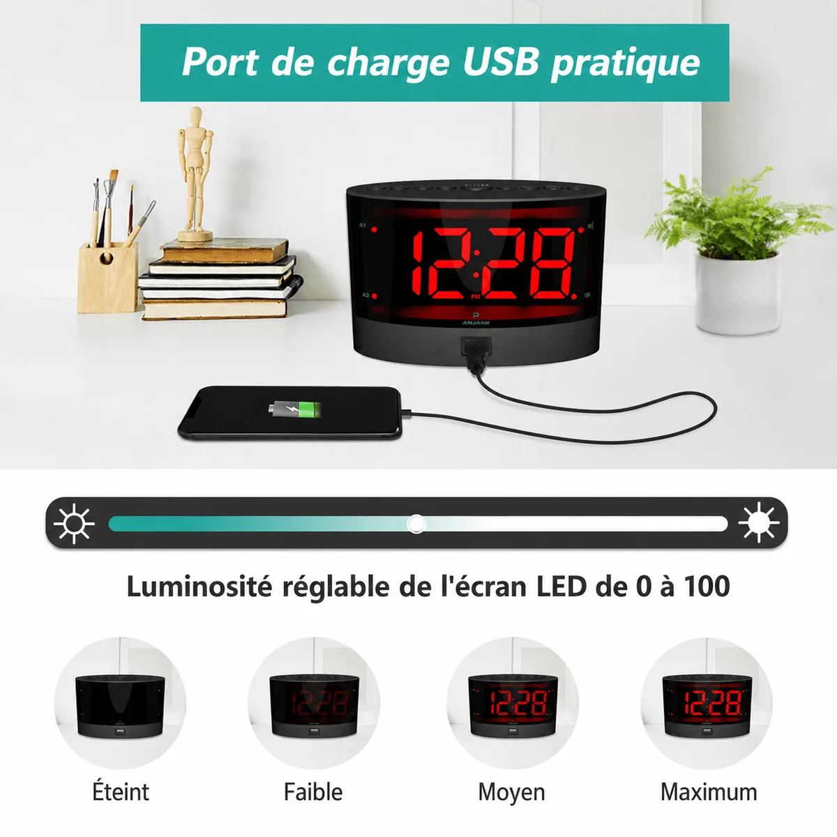 Réveil vibrant pour sourd
