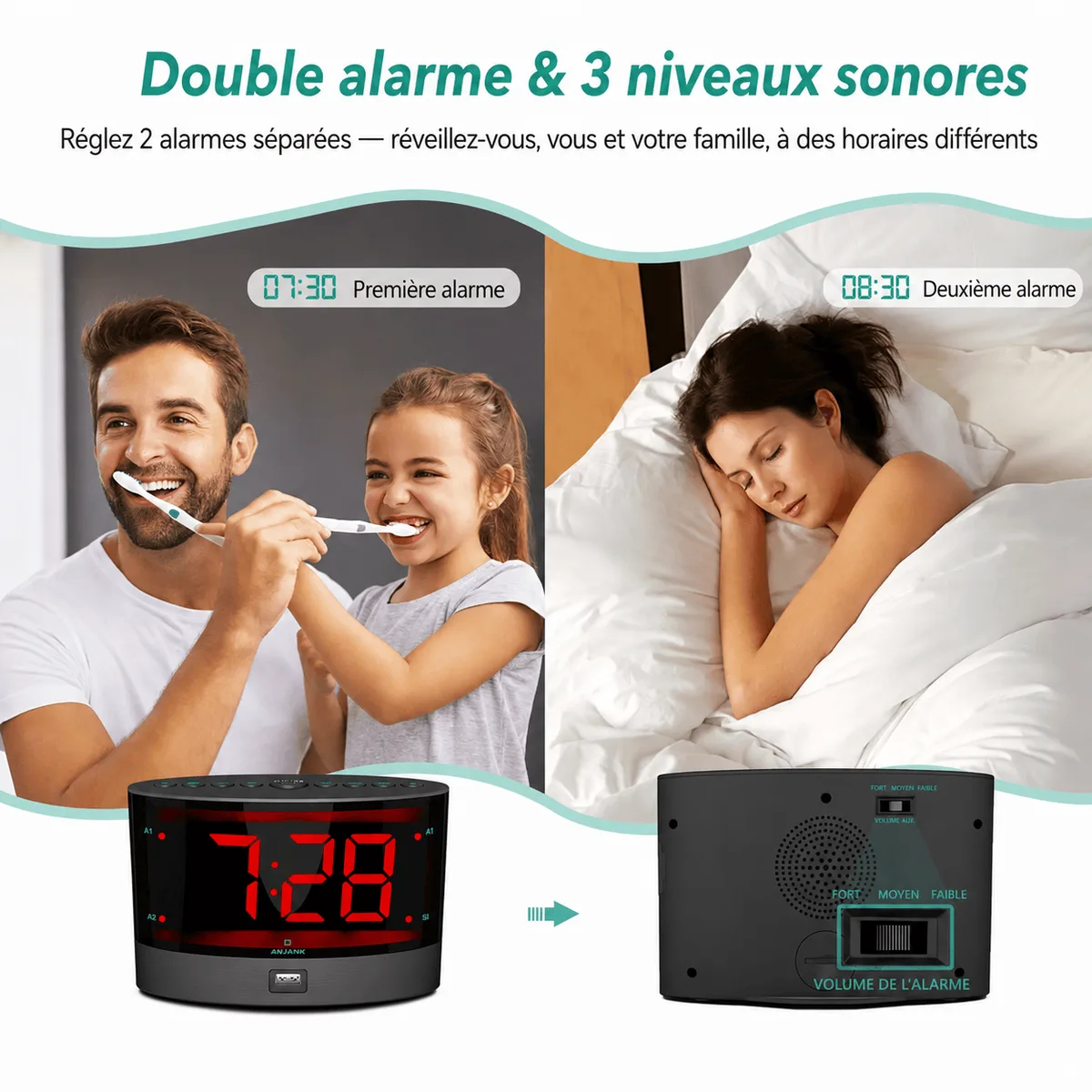 Réveil vibrant pour sourd