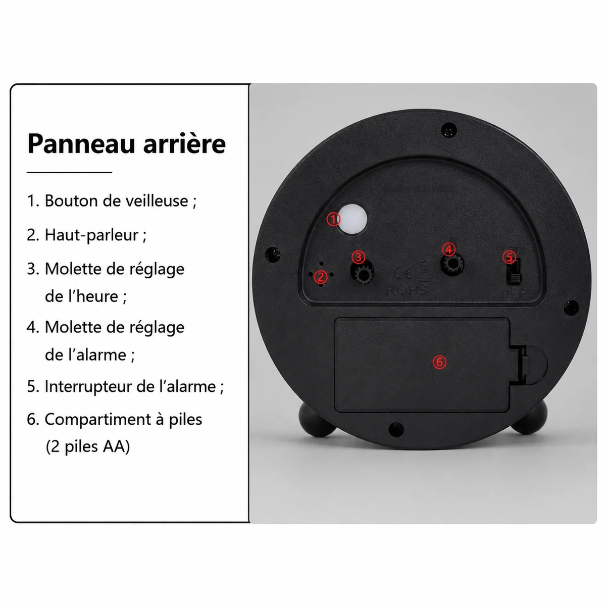 Réveil rond analogique