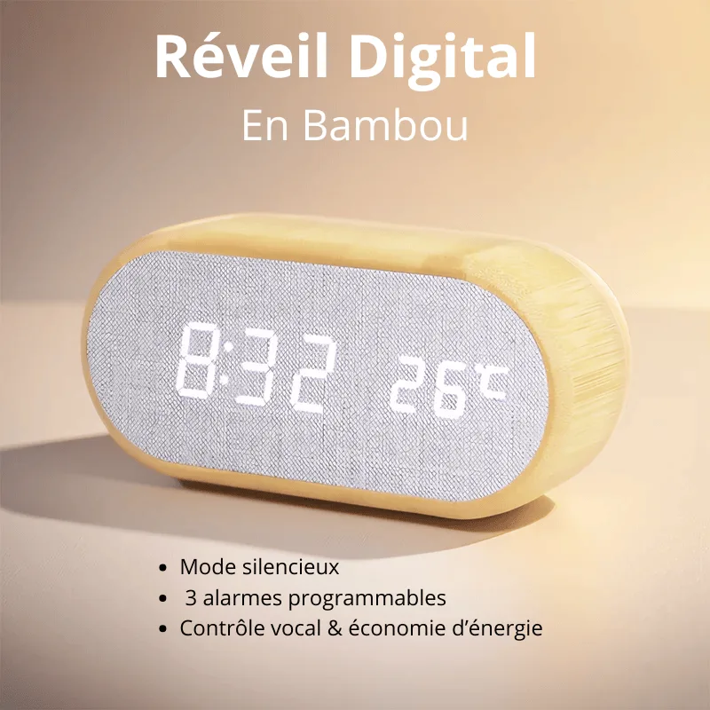 Réveil bois led température
