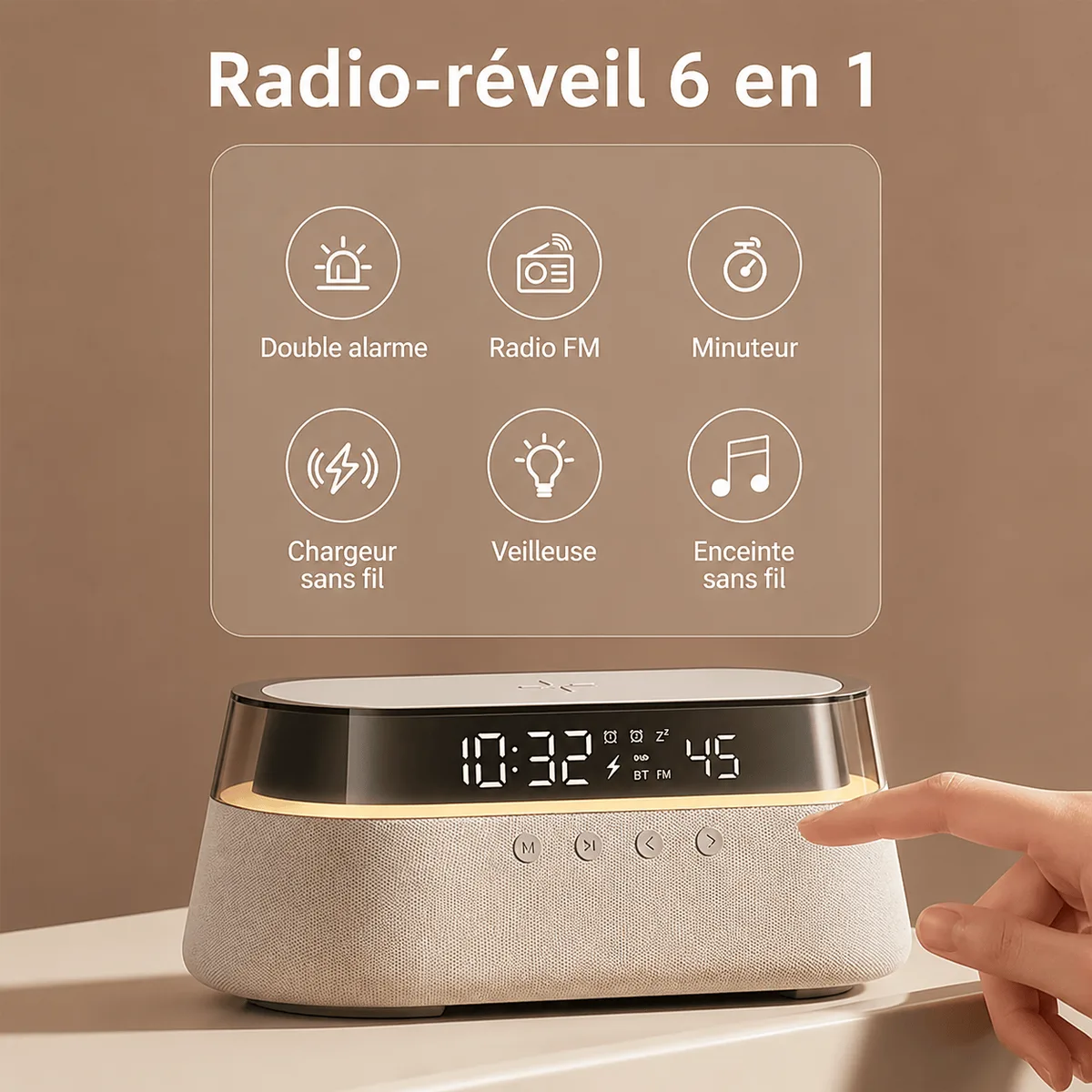 Radio réveil chargeur téléphone