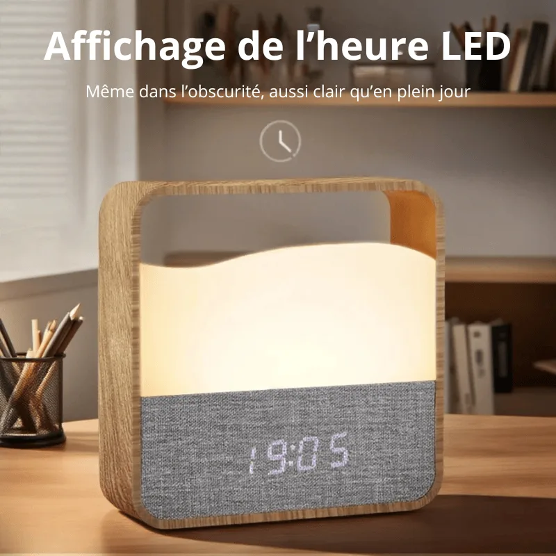 Réveil veilleuse bois